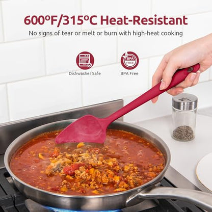 U-Taste 600ºF Heat Resistant Silicone Spatulas for Cooking, 4Pcs/Red - color: Red