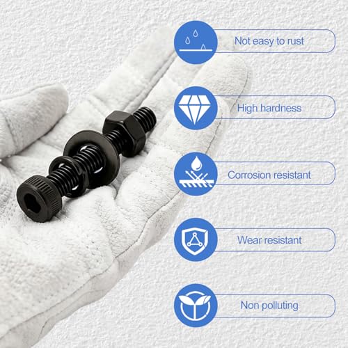 520Pcs M4 Screw Kit, Hex Socket Head Cap M4 Screws, M4 Bolts Nuts Washers - color: Black, size: Black M4 (520 Pcs)