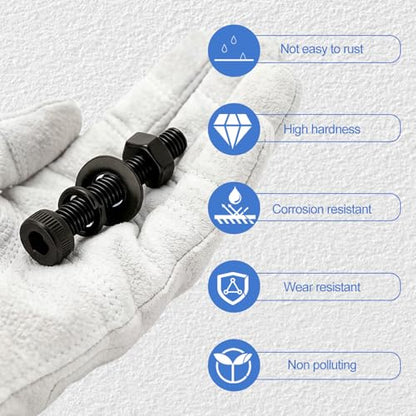 980Pcs M5 Screw Kit, Hex Socket Head Cap M5 Screws, M5 Bolts Nuts Washers - color: Black, size: Black M5 (980 Pcs)