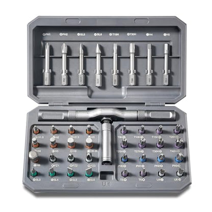 42-in-1 Magnetic Ratchet Screwdriver Set, Multi Bit Modular Tool Kit with S2 Alloy Steel Bits, Built-in Magnetizer & Telescoping Extension for Electronics, Drone, Computer, Home Repair Gift for Men