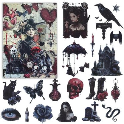 DAPUTOU 550PCS Vintage Scrapbook Stickers Books 24Sheets Vintage Stickers