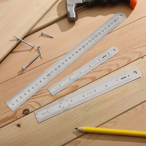 Mr. Pen- Metal Straight Edge Ruler, 3 pcs, 6", 8", 12" - color: Silver, size: 6, 8, 12 inch