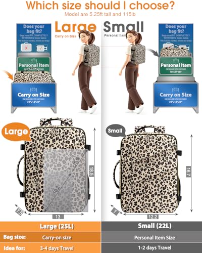 Capolo Travel Laptop Backpack Women Carry On Backpack Weekender Travel Bag - color: Leopard, size: Large