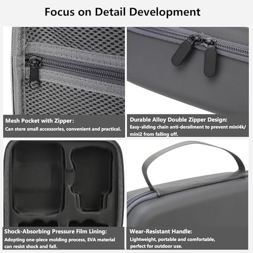 Storage Bag for DJI Mini 4K-Hard Shell Travel Carrying case Compatible with DJI Mini 4K/2/2 SE Drone and Accessories - color: Grey