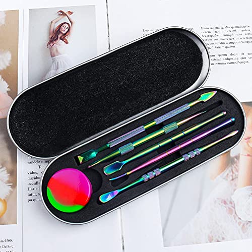 6-Piece Wax Carving Tool Set, Double-Ended Stainless Steel, Rainbow - color: Rainbow Color
