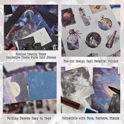 Diuhofart Star Trails Scrapbooking Kit, 128 Pcs Journal Set - color: Star Trails Postman