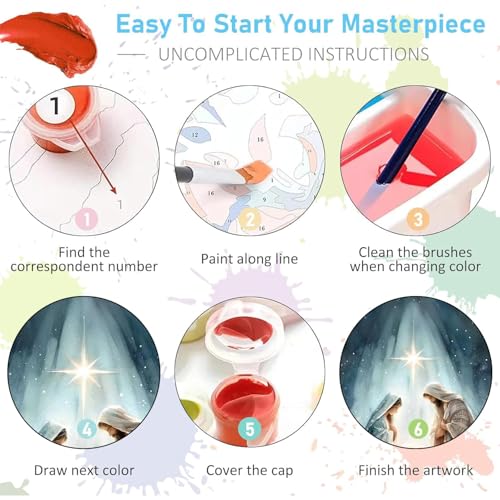 Jesus Paint by Numbers Kit for Adults Framed Canvas 12X16 in, Frameworkless - color: YH02819