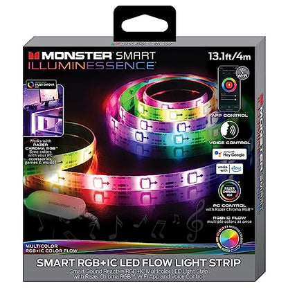 XTREME Monster 13.1ft Sound Reactive Multi-Color Color Flow LED Light Strip, Smart App & Voice Control, Easy Assembly