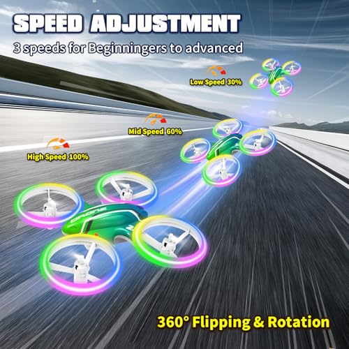 Mini Drone for Kids Beginners, RC Quadcopter with Altitude Hold, 3D Flips and LED Lights
