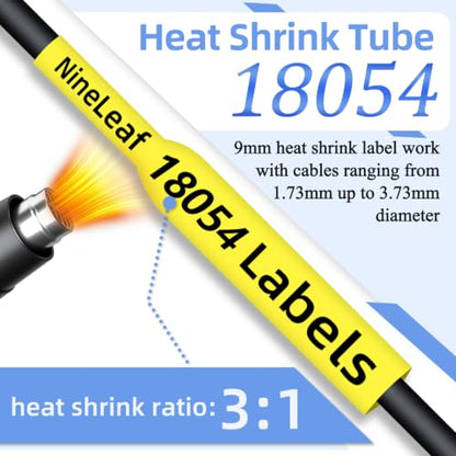4PK 3/8" Yellow Heat Shrink Tube 18054 Compatible for Dymo Rhino 4200 Label - color: Black on Yellow, size: 9mm