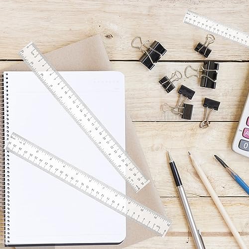 Plastic Ruler, 12 Inch Clear Plastic Ruler, Centimeter, Millimeter and Inches, Pack of 2