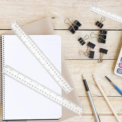 Plastic Ruler, 12 Inch Clear Plastic Ruler, Centimeter, Millimeter and Inches, Pack of 2