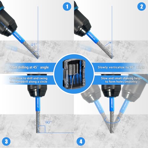 Diamond Drill Bits Set for Ceramic, Porcelain, Glass, Marble, Tile, Granite, Stone and More - 5pcs Tile Drill Bits for Efficient, Precise Drilling and Milling - size: Set3-(1/4"D to 1/2")