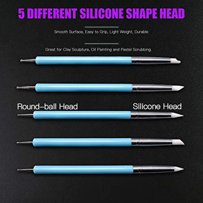 Swpeet 21Pcs Modeling Clay Sculpting Tools Kits, Handle Double-Sided Set, Dual-Ended Design Pottery Tools, Plastic Ball Rod Stylus Modeling Tools, Clay Roller, Clay Scarper for Modeling Clay