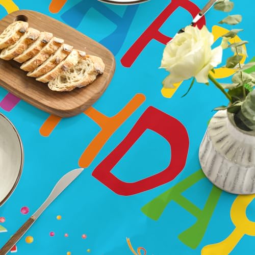 Horaldaily Blue Birthday Tablecloth, 60x60 Inch Round - color: Blue, size: 60" (Round)