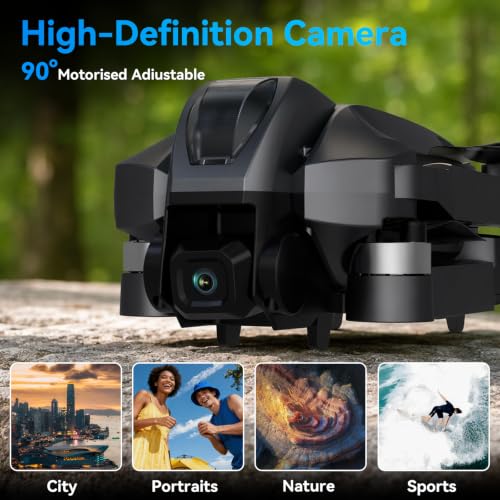 Drone with 1080P Camera 4.5″LCD Screen Remote, FPV RC Drones for Adults - color: Dark Black