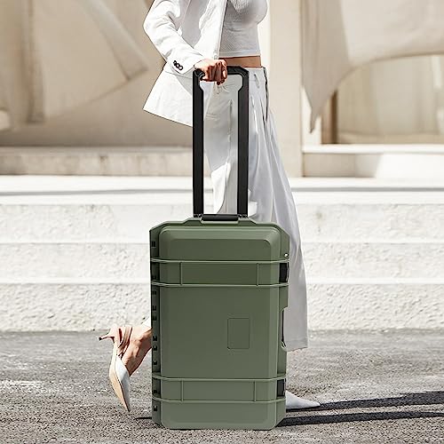 Waterproof Travel Camera Hard Case, 22” x 14” x 9” Camera Large Protective Hard Camera Case with Customizable Foam Large Rolling Lockable Hard Storage Case for Cameras, Drones. (Green) - color: Green