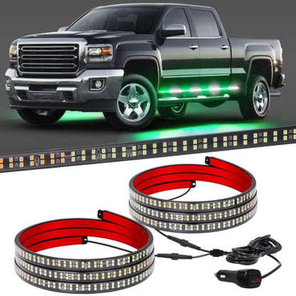XRIDONSEN 2PCS 70 inch Running Board Lights 864 LED Strobe Lights - color: Green/White