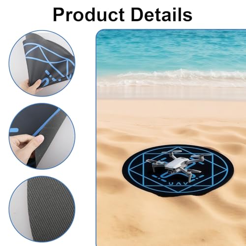 Drone Landing Pad, 20 Inch Round Universal Waterproof Portable Fast-Foldable Helipad for Mini 5 Pro/4/3/2 Se/4k/Dji Neo/Flip/Mavic 3/Rc Quadcopters, Fit Various Drone Flying Scenarios (Blue) - color: Blue
