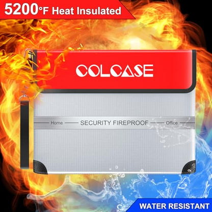 COLCASE Fireproof Document Bag 5200℉ Heat Insulated Waterproof Fireproof - style: 5200℉ Bag Silver