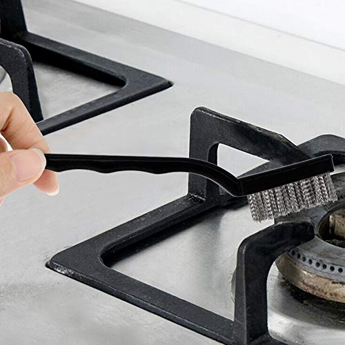 Topbuti 15 Pcs Mini Stainless Steel Wire Brush Set for Cleaning Welding Slag Rust, Wire Bristle Scratch Brush Set, Curved Handle Brushes