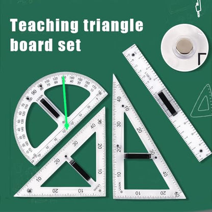 Magnetic Geometry Tool, Protractor, Triangle Rulers Easy Attachment Blackboard Measurement Kit, Teacher Board Protractor Multi-Purpose Kit Large (Transparent-2pc) - style: Transparent-2pc