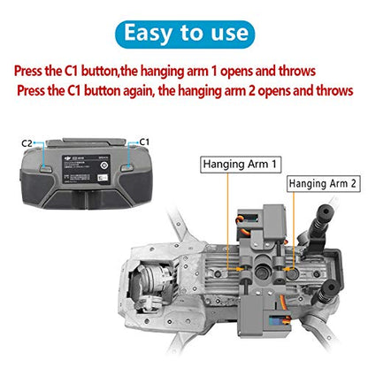 Hanatora Dual Drop Version Payload Airdrop Release Dropping Device for DJI Mavic Pro Drone,Air Drop Clip Delivery Transport Dropper System,Fishing Bait Hook Accessories Kit