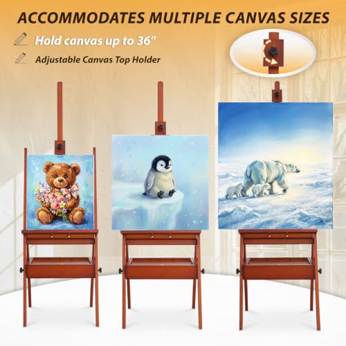 Painting Easel Stand with Storage, 57"-72" Height Adjustable Art Easel - color: Warm Walnut