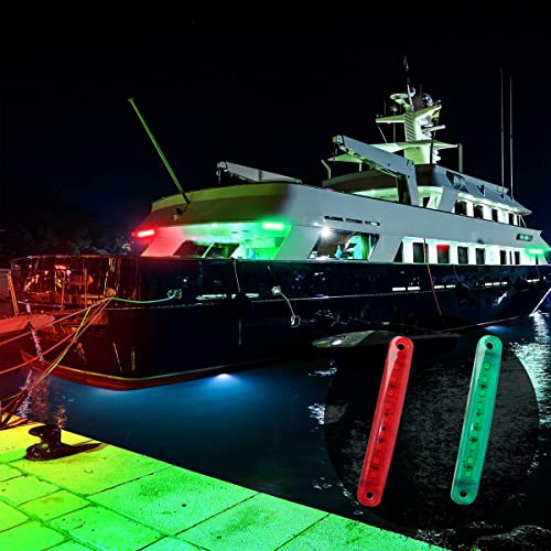 8Pcs Boat Navigation Lights, Stern Lights for Boats, Marine Led Lights for Boat Light Bow and Stern, LED Safety Lamps for Yacht Fishing Pontoon Boat Sailboat Kayak Bass Boat Vessel(Red & Green) - size: 4X Red & 4X Green