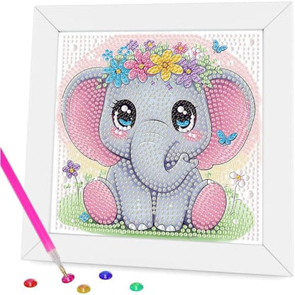 Gemozaic Elephant Diamond Art Kits for Kids Ages 4-8-12 with Frame, 7 x 7 - color: CC994