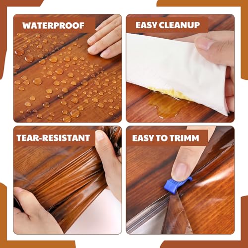 Oudain 54 Inch x 100 ft Wood Grain Wall Tablecloth Roll Cutter Box - style: Wood Grain