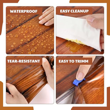 Oudain 54 Inch x 100 ft Wood Grain Wall Tablecloth Roll Cutter Box - style: Wood Grain