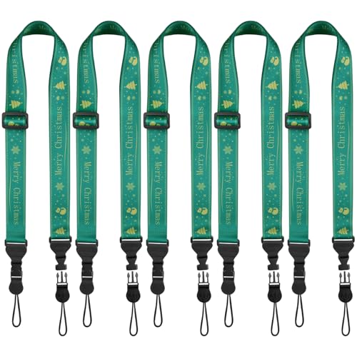 FIEIL 5Pcs Christmas iPad Strap, Adjustable Camera Neck Strap, Comfortable Shoulder Strap for Bags, Cellphone Tablet, Camera, Binocular, An Excellent Christmas Gift Choice -Green - size: 5 Pack Christmas Green