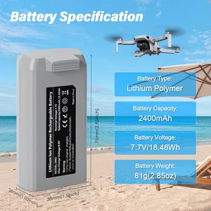 Mini 2 Series Intelligent Flight Battery 2Pack 2400mAh 7.7V Replacement Battery Compatible with DJI Mini 2/2 SE/ 4K Up to 31Mins Flight Time - style: 2PACK