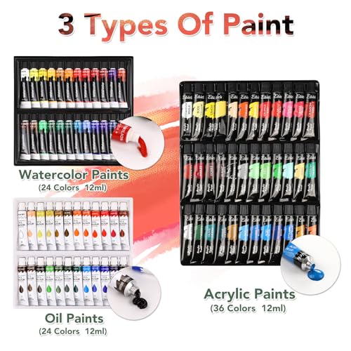 ESRICH 141PCS Deluxe Painting Set, Painting Supplies with 84 Paint