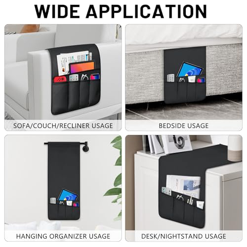 Remote Control Holder for Armchair Caddy, Remote Holder with 5 Pockets - color: Black, size: 35"x12.4"