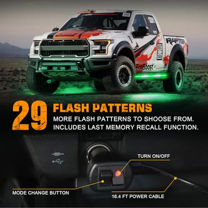 XRIDONSEN 2X 60 inch Running Board Emergency Lights 720 LED Strobe Lights - color: Green/White