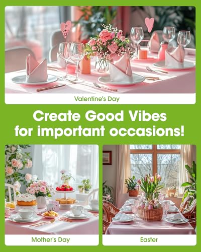 Pureegg Plastic Table Cloth Disposable 6 Pack, 54 x 108 Inch, Pink - color: Pink, size: 54" X 108" Rectangle