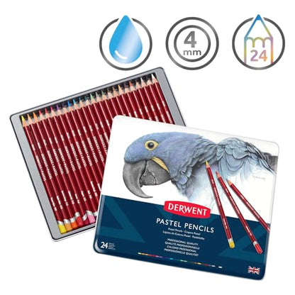 Derwent Pastel Pencils, 4mm Core, Metal Tin, 24 Count (32992) - size: 1 Count (Pack of 24)