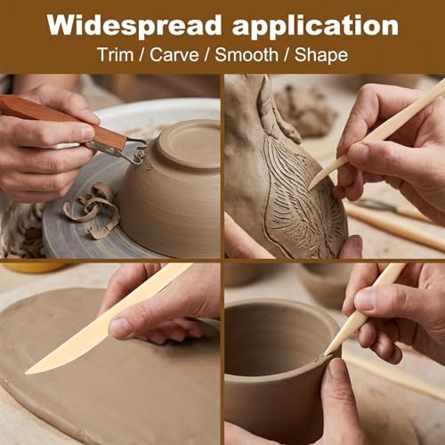 Pottery Trimming Tool Set, 6mm Clay Foot Trimmer with Red Sandalwood Handle