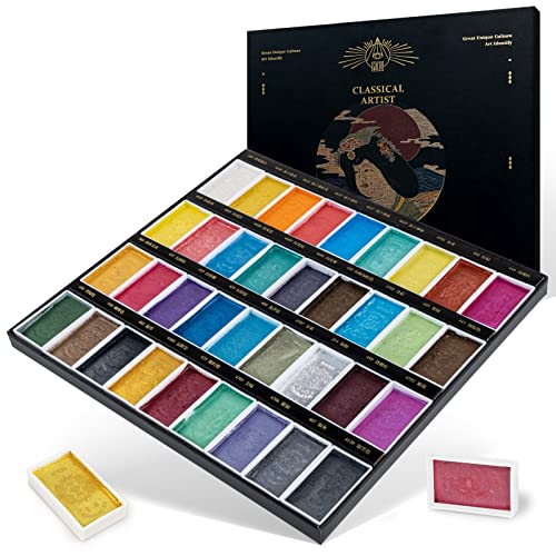 Paul Rubens Watercolor Paint Set, 36 Classical Glittery Colors Solid Paints - color: 36 glitter colors
