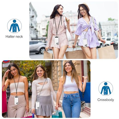takyu Phone Lanyard, 2 Pack Adjustable Cell Phone Lanyard Crossbody Neck Strap & 2 Pack Phone Wrist Strap with 2 Pcs Tether Tabs Compatible for iPhone Android Smartphones-Black Grey - color: Black+grey