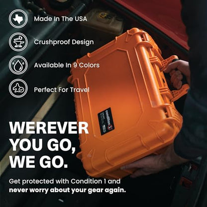 Condition 1 18" Medium Waterproof Hard Case With Foam, Model 801, Green - color: Green