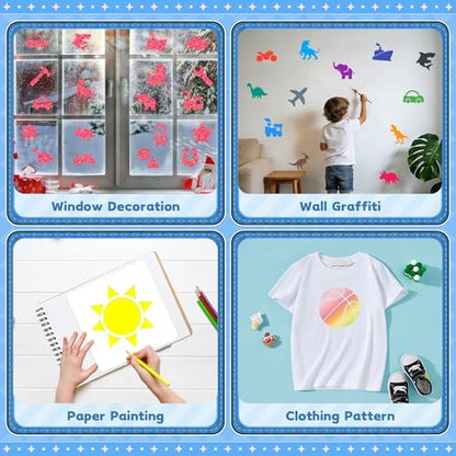 24PCS Stencils for Kids, 8-inch Large Stencils for Painting, Reusable