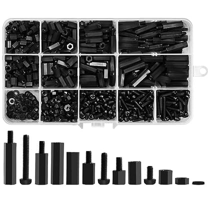 600PCS M3 Male Female Nylon Hex Spacer Standoffs Screws Nuts