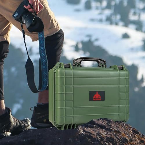 Jack Boss Waterproof Hard Camera Case with Pre-cut Foam,Green - color: GREEN