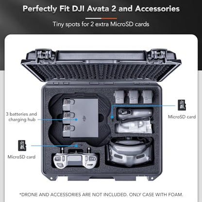Lykus Titan AT200 Hard Case for DJI Avata 2,Goggles 3(NOT N3),FPV/Motion RC - color: Black AT200