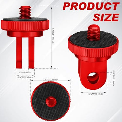 Frienda 4 Pcs Tripod Adapter Compatible with Gopro 1/4-20, Red - color: Red