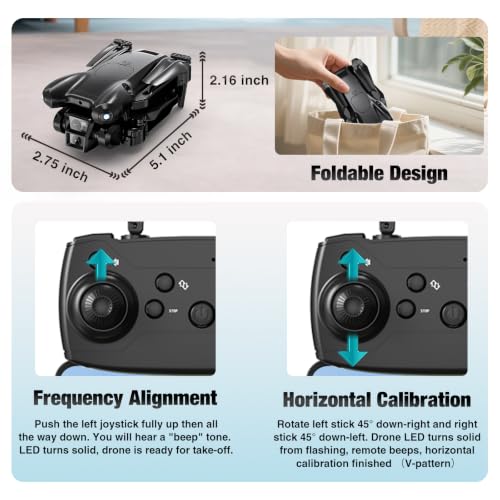 Drone with Camera 1080P HD, Mini Drone for Beginners Kids Adults, Foldable RC Quadcopter with Stable Hover, Trajectory Flight, One Key Take Off/Land, 2 Batteries, Toys for Boys and Girls (Black)