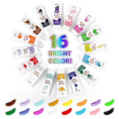 AROIC 16 Colors Washable Finger Paint, Non-Toxic - color: 16 colors(1.05oz)